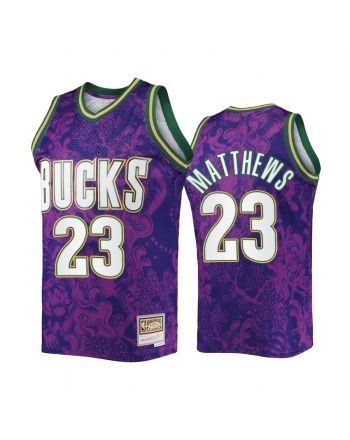 Wesley Matthews 23 Lunar New Year 2022 Milwaukee Bucks Purple Jersey Mitchell Ness