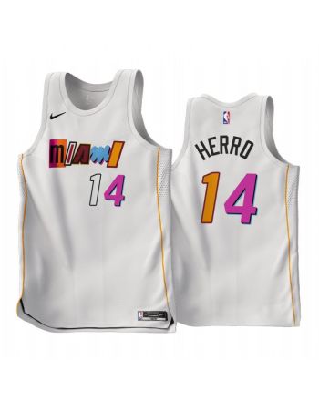 Miami Heat Tyler Herro 2022-23 City Edition White 14 Jersey - Men Jersey