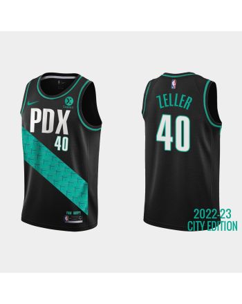 Portland Trail Blazers 40 Cody Zeller 2022-23 City Edition Black Men Jersey