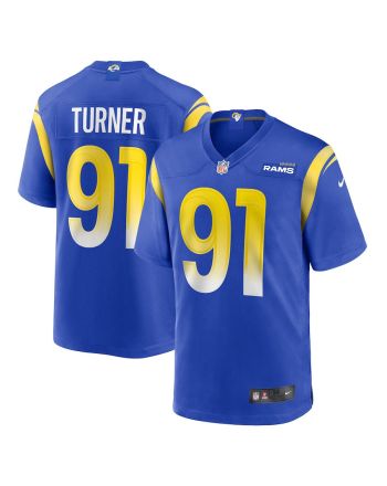 Kobie Turner 91 Los Angeles Rams Game Men Jersey - Royal