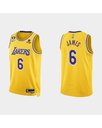 Los Angeles Lakers 6 LeBron James 2022-23 Icon Edition Gold Men Jersey