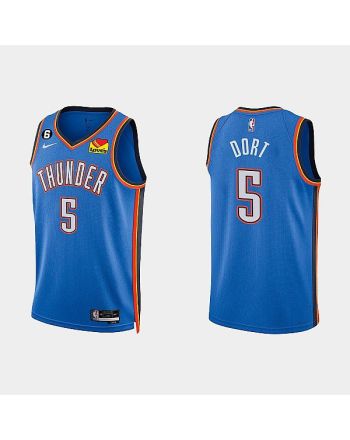 Oklahoma City Thunder 5 Luguentz Dort 2022-23 Icon Edition White Men Jersey