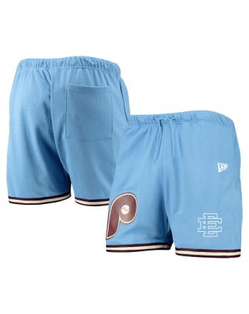 Philadelphia Phillies Team Standard Logo Mesh Shorts - Light Blue