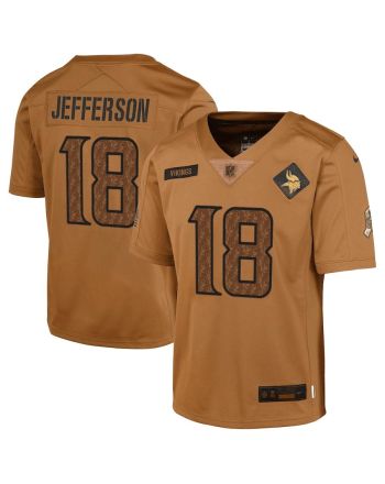 Justin Jefferson 18 Minnesota Vikings 2023 Salute To Service Limited YOUTH Jersey - Brown