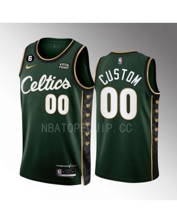 Custom 00 Boston Celtics 2022-23 City Edition Green Men Jersey Honor Bill Russell 11 Gold Diamonds