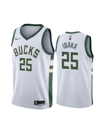 Serge Ibaka 25 2022 Milwaukee Bucks White Association Edition Jersey Diamond Badge