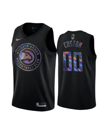 Atlanta Hawks Custom 00 Jersey Iridescent Holographic Black Limited Edition