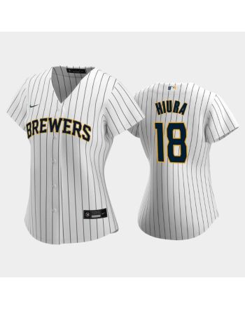 Milwaukee Brewers 18 Keston Hiura Alternate White Women's Jersey Jersey