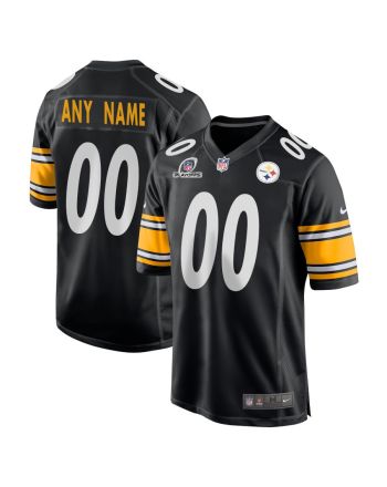 Pittsburgh Steelers 2023 Playoffs Patch Game Men Custom Jersey - Black