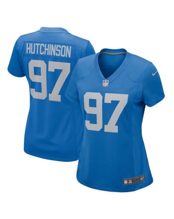 Aidan Hutchinson 97 Detroit Lions Women's 2022 Draft First Round Pick Game Jersey In Blue With Stripe Pattern