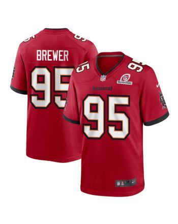 C.J. Brewer 95 Tampa Bay Buccaneers 2024 Divisional Patch Game Men Jersey - Red