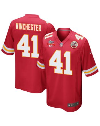 James Winchester 41 Kansas City Chiefs Super Bowl LVII Champions 3 Stars Men Game Jersey - Red