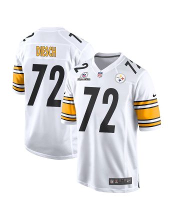 Kellen Diesch 72 Pittsburgh Steelers 2023 Playoffs Patch Game Men Jersey - White