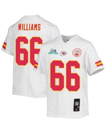 Brandon Williams 66 Kansas City Chiefs Super Bowl LVII Champions Youth Game Jersey - White