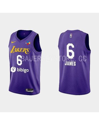 2022-23 Los Angeles Lakers LeBron James Training Camp Purple Men Jersey