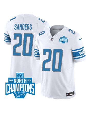 Barry Sanders 20 Detroit Lions 2023 NFC North Division Champions Patch Game Men Jersey - White