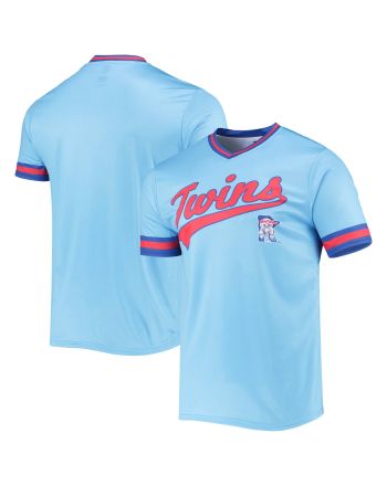 Men's Stitches Light Blue/Royal Minnesota Twins Cooperstown Collection V-Neck Team Color Jersey Jersey