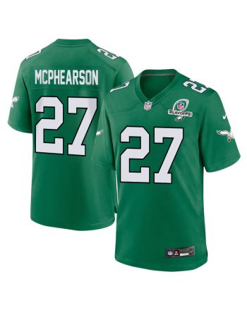 Zech McPhearson 27 Philadelphia Eagles 2023 Playoffs Patch Alternate Game Men Jersey - Kelly Green