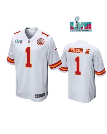 Lonnie Johnson Jr. 1 Kansas City Chiefs Super Bowl LVII White Men Game Jersey