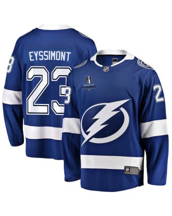 Mikey Eyssimont 23 Tampa Bay Lightning Stanley Cup 2023 Playoffs Patch Home Breakaway Men Jersey - Blue