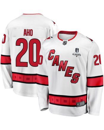 Sebastian Aho 20 Carolina Hurricanes Stanley Cup 2023 Playoffs Patch Away Breakaway Men Jersey - White