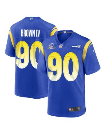 Earnest Brown IV 90 Los Angeles Rams 2023 Playoffs Patch Game Men Jersey - Royal