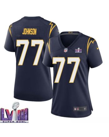 Zion Johnson 77 Los Angeles Chargers Super Bowl LVIII Women Alternate Game Jersey - Navy