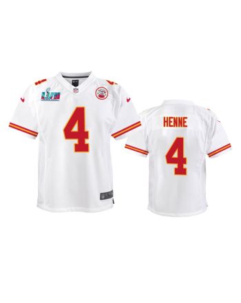 Chad Henne 4 Kansas City Chiefs Super Bowl LVII Game Jersey - Youth White