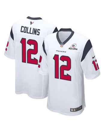 Nico Collins 12 Houston Texans 2023 Playoffs Patch Game Men Jersey - White