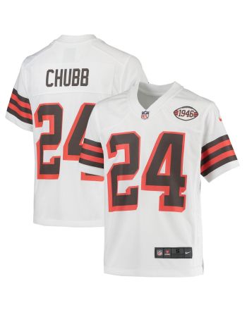 Nick Chubb 24 Cleveland Browns YOUTH Game Jersey - White