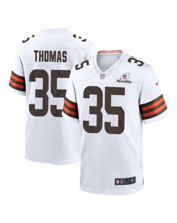 Charlie Thomas 35 Cleveland Browns 2023 Playoffs Patch Game Men Jersey - White