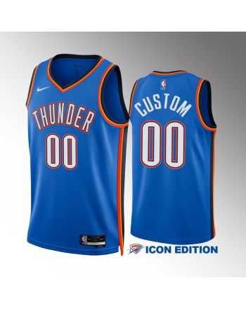 Oklahoma City Thunder Custom 00 2022-23 Icon Edition Blue Men Jersey Swingman