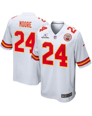 Skyy Moore 24 Kansas City Chiefs 2024 Divisional Patch Game Men Jersey - White