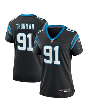 Nick Thurman 91 Carolina Panthers Women's Team Game Jersey - Black