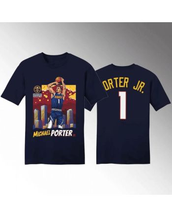 Michael Porter Jr. 1 2023 NBA Finals Denver Nuggets Navy T-Shirt Tee