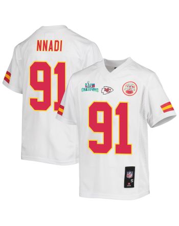 Derrick Nnadi 91 Kansas City Chiefs Super Bowl LVII Champions Youth Game Jersey - White