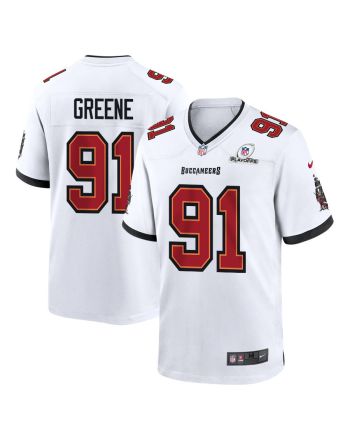 Mike Greene 91 Tampa Bay Buccaneers 2023 Playoffs Patch Game Men Jersey - White