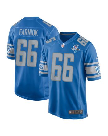 Matt Farniok 66 Detroit Lions 2023 Playoffs Patch Game Men Jersey - Blue