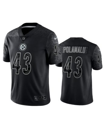 Troy Polamalu 43 Pittsburgh Steelers Black Reflective Limited Jersey - Men