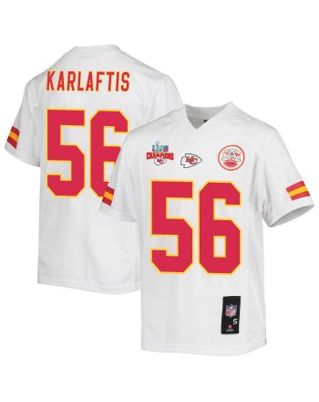 George Karlaftis 56 Kansas City Chiefs Super Bowl LVII Champions 3 Stars Youth Game Jersey - White