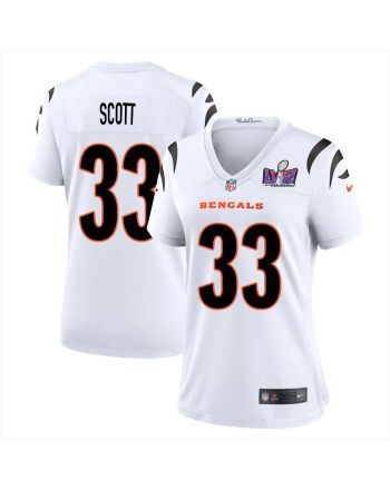 Nick Scott 33 Cincinnati Bengals Super Bowl LVIII Women Away Limited Jersey - White