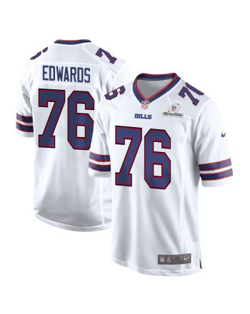 David Edwards 76 Buffalo Bills 2024 Divisional Patch Game Men Jersey - White