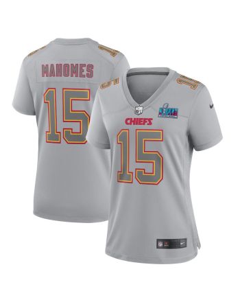 Patrick Mahomes 15 Kansas City Chiefs Women Super Bowl LVII Patch Atmosphere Fashion Game Jersey - Gray