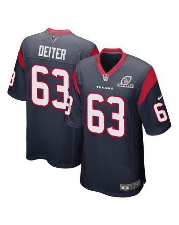 Michael Deiter 63 Houston Texans 2023 Playoffs Patch Game Men Jersey - Navy