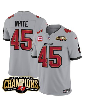 Devin White 45 Tampa Bay Buccaneers 2023 NFC South Champions Patch Game Men Jersey - Gray