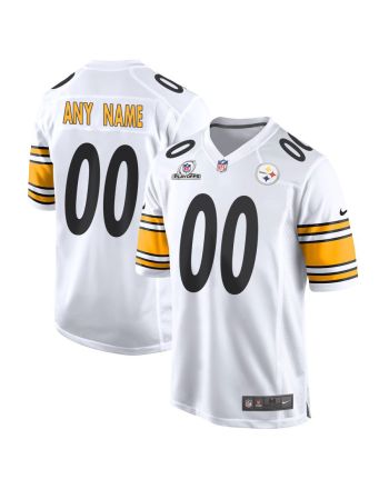 Pittsburgh Steelers 2023 Playoffs Patch Game Men Custom Jersey - White