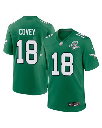 Britain Covey 18 Philadelphia Eagles 2023 Playoffs Patch Alternate Game Men Jersey - Kelly Green