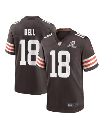 David Bell 18 Cleveland Browns 2023 Playoffs Patch Game Men Jersey - Brown