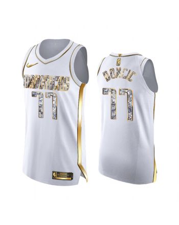 Luka Doncic Mavericks 77 2022 Playoffs Jersey White Diamond Edition