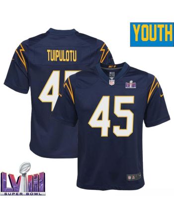 Tuli Tuipulotu 45 Los Angeles Chargers Super Bowl LVIII YOUTH Alternate Game Jersey - Navy